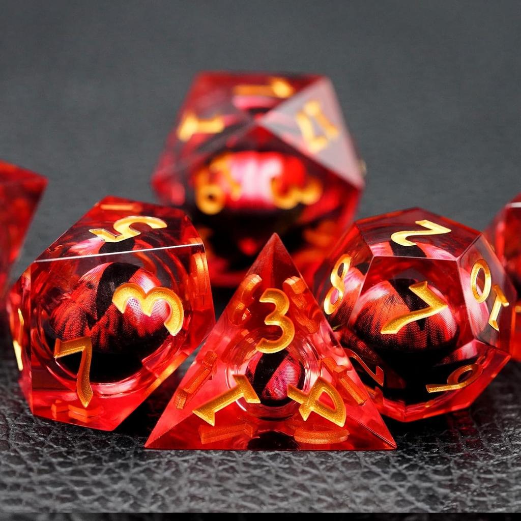 Dragon Eyeball Dice Set, 7PCS Sharp Edge D&D Dice with Gift Case for Dungeons and Dragons Table Game