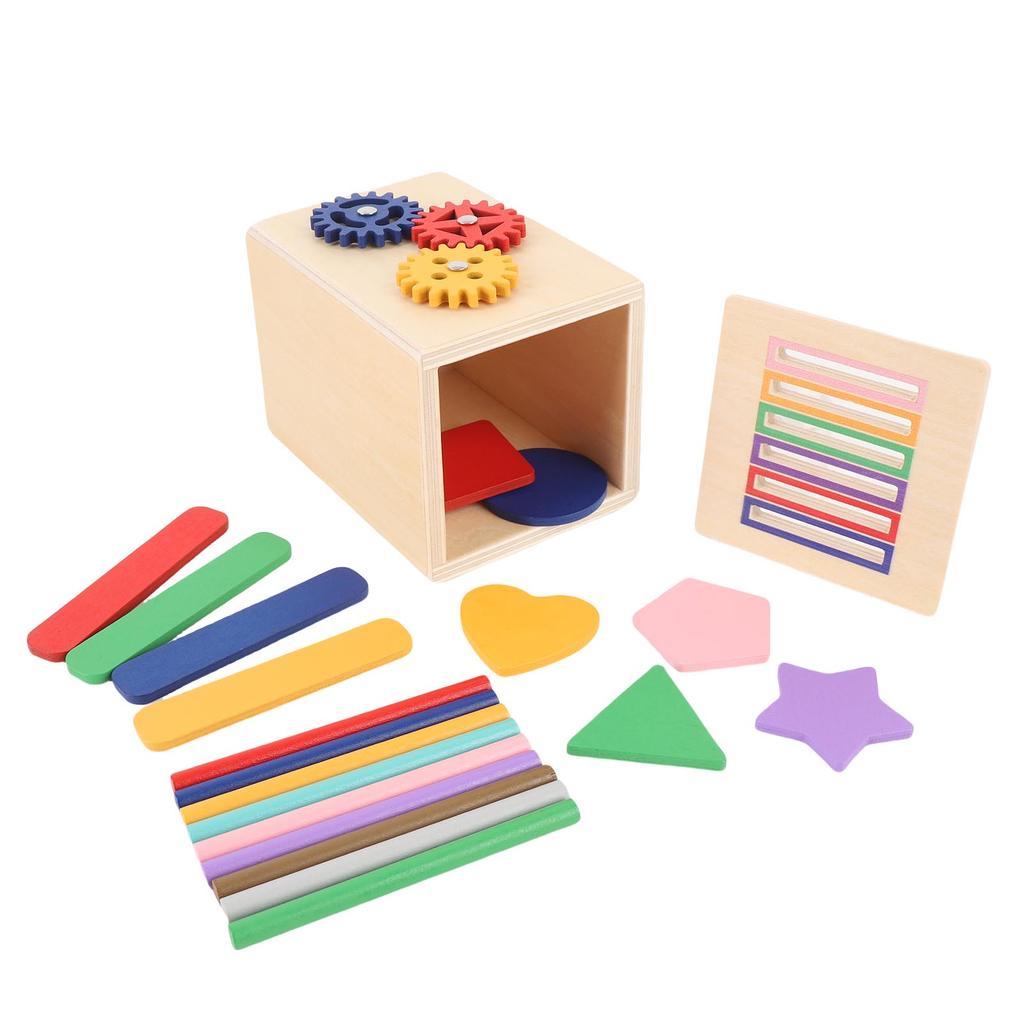 Wooden Shape Sorter Toy Early Learning Educational Color Shape Matching Cube for Toddlers