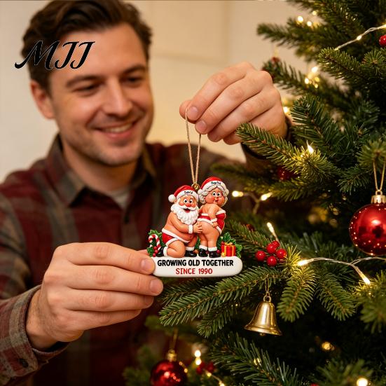 Hanging Wood Craft Decorations Wooden Christmas Tree Ornaments, Funny Santa Claus Pendant with Decorative Holiday Party Favors Rope for Home Decor and