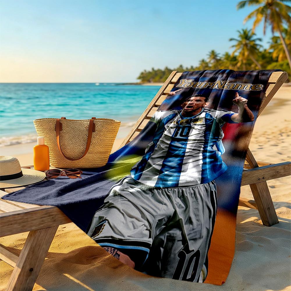 Messi Personalized Name Beach Towel Super Soft & Absorbent Portable for SwimmingBeachCamping Travel Beach AccessoriesGym