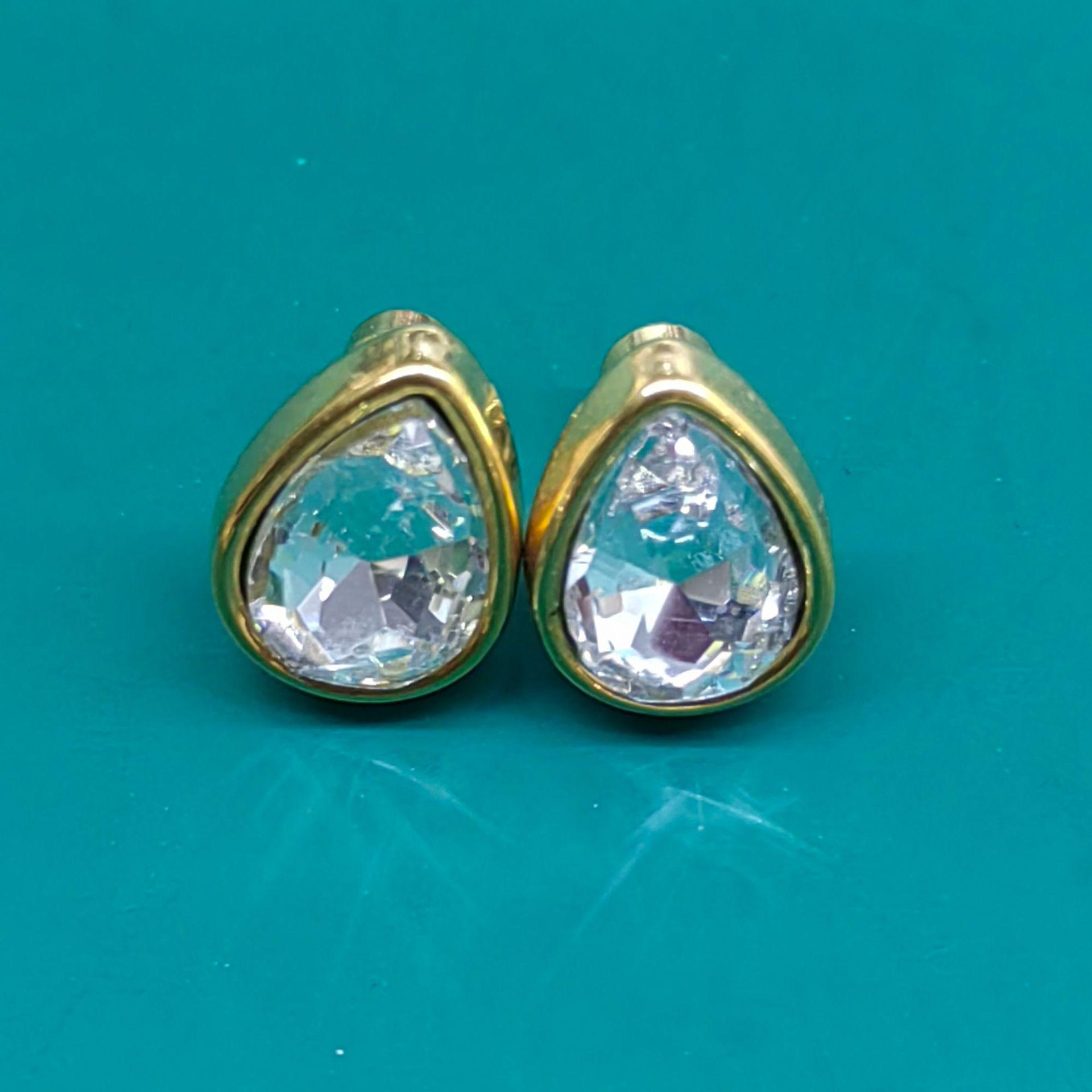 

Европейские и американские серьги-пусеты из нержавеющей стали с драгоценными камнями в форме капли - на винтовой застежке, гипоаллергенные, не выцветающие 18K белый