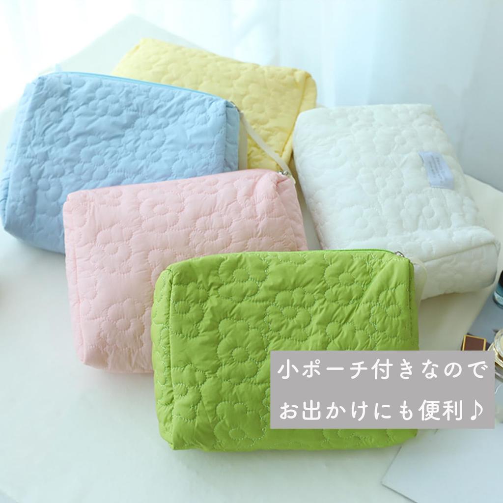 Cosmetic Set of Large and Cosmetic Makeup Stylish and Large Small Item Lightweight Queen-b Pouch, 2, Small, Bag, Pouch, Case, Box, Cute, Capacity,