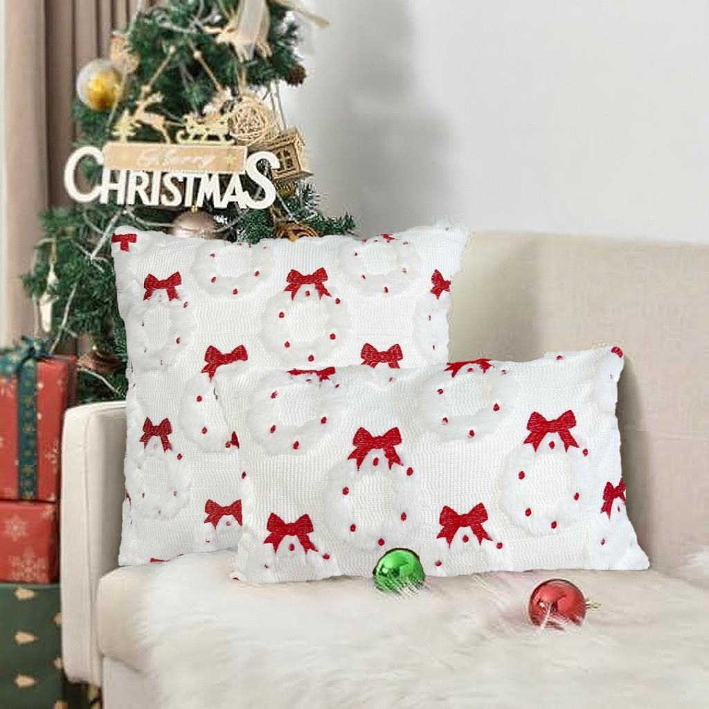 Christmas Plush Pillow Cover With Geometric Snowflake Design For Home Decor And Gift