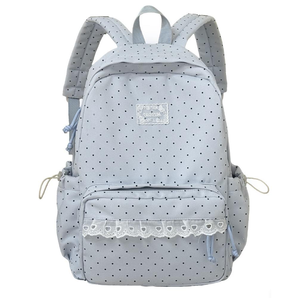 Sweet Lace Trim Rucksack Large Capacity Student School Bag Y2k Polka Dot Backpack  Outdoor Use