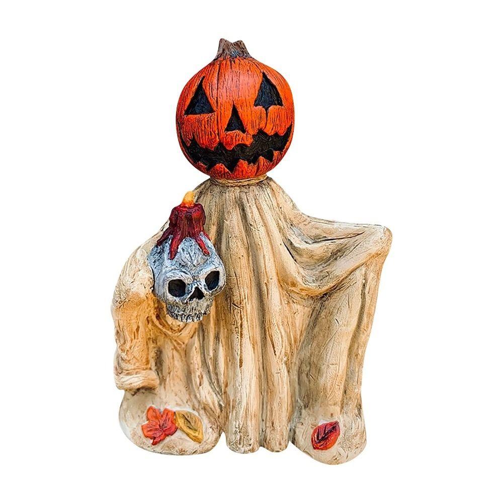 

Resin Crafts Pumpkin Head Ornament Halloween Table Decor Car Interior Accessories Statues style 2