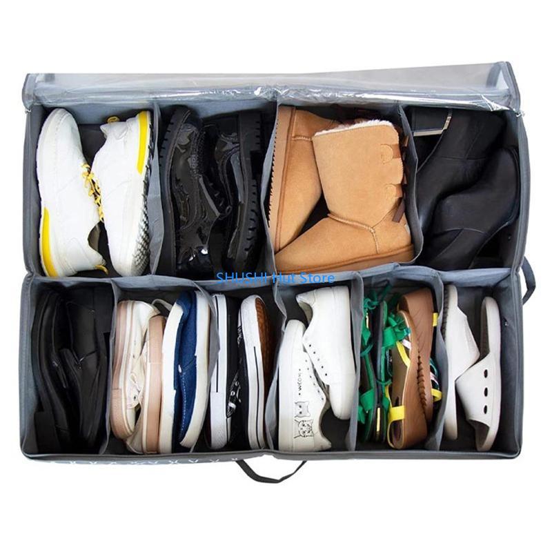 Shoes Storage Box with Zipper and Handle Foldable Reusable D57B