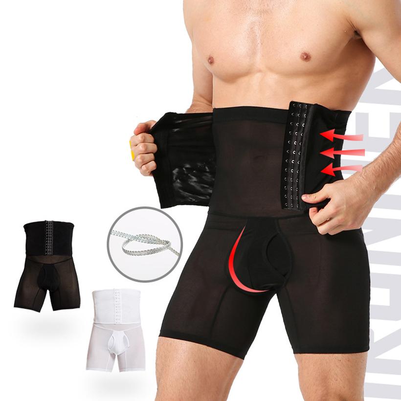 Erkekler Karın Kontrol Şort Vücut Şekillendirici Sıkıştırma Yüksek Bel Eğitmen Göbek Karın Kontrol Zayıflama Shapewear Boxer İç Giyim Fajas