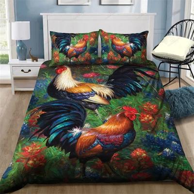 3D Print Rooster Farm Animal Cartoon Bedding Set Duvet Cover Bed Set Quilt Cover Pillowcase Comforter King Queen Size