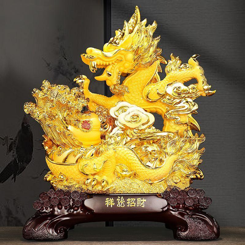 Dragon Decoration Simple Household Fortunate Golden Dragon Living Room Porch Office Desktop Decoration Mascot Housewarming Gift