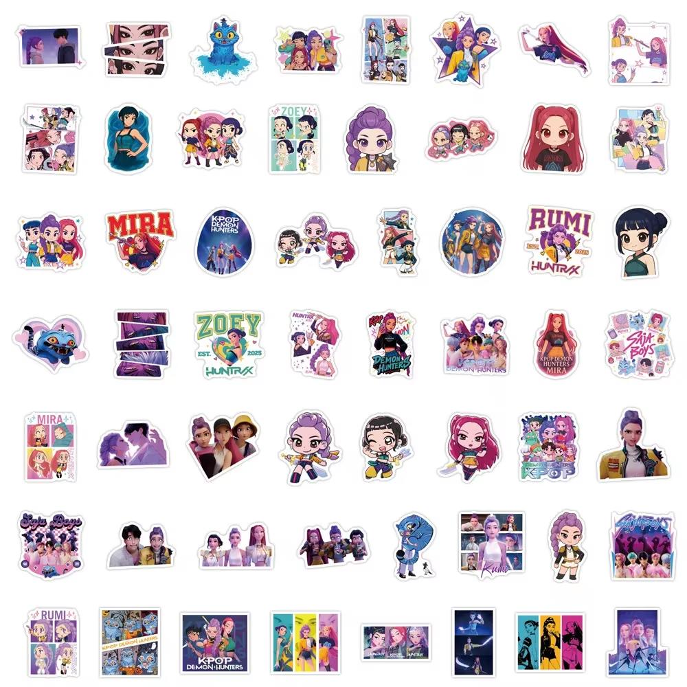 55/110 PEZZI K-POP Demon Hunters Pellicola Adesiva Periferica Televisiva Adesivi Decorativi per Computer Vinile Impermeabile Giocattolo Regali per Ragazze