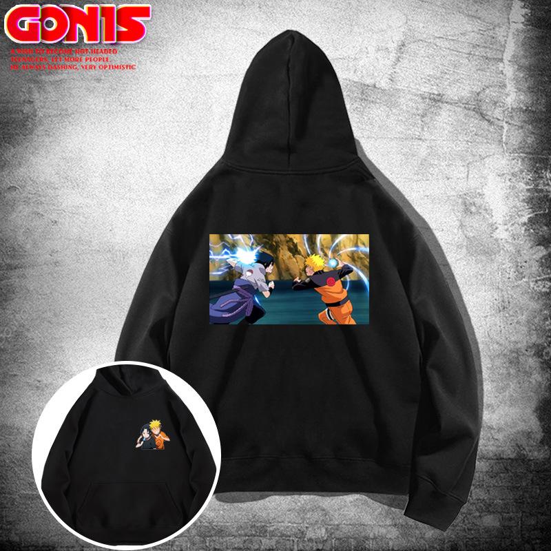 Naruto hooded sweater men s spring and autumn animation clothes Japanese cartoon students loose shoulder jacket XXS