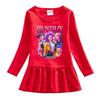 Vestido de Grupo de Chicas K-pop de Dibujos Animados: Falda Elegante de Princesa para Niñas, Manga Larga, Volante, Malla