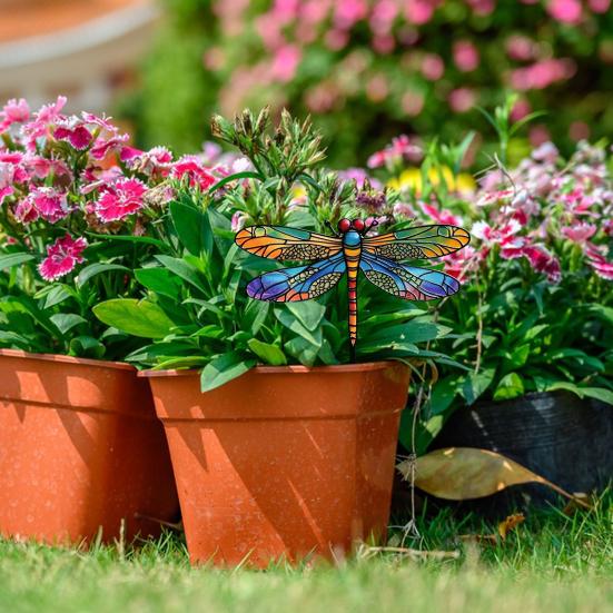 Colorful Insect Stake Metal Bee Garden Stake Animal Bird Snail Design Plant Stake