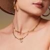 18K Gold-Plated Heart Zircon Bow Pendant Necklace & Bracelet Jewelry Set