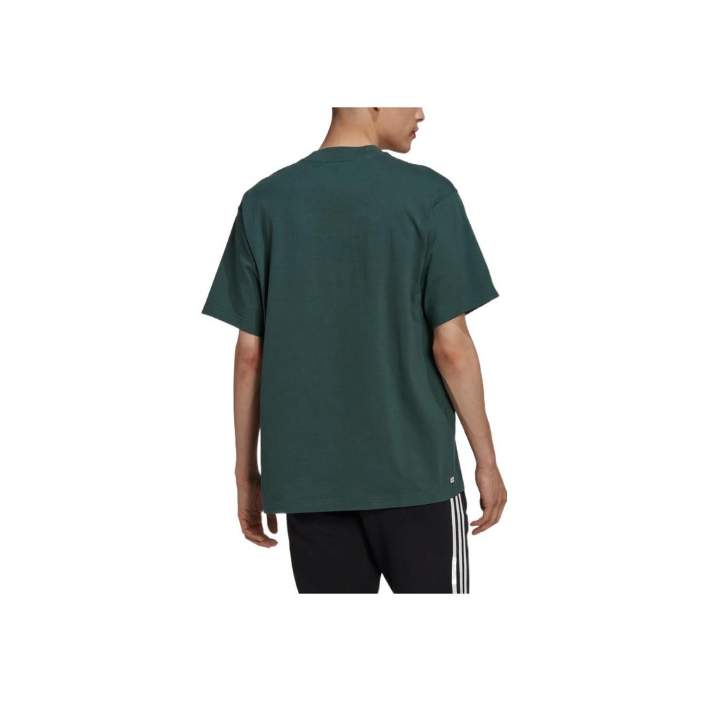 Adidas Solid Logo Print Crew Neck T-Shirt Men Tops Mineral-Green HK0317