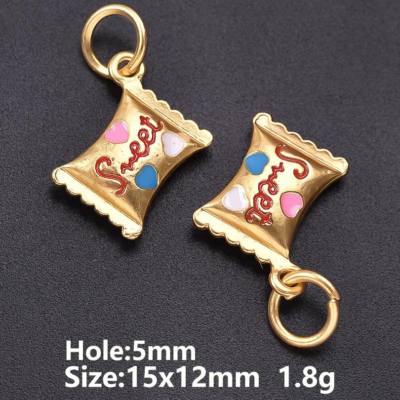 5pcs/Lot Retail Girl Accessories Food Ice Cream Cake Enamel Charms For Jewelry Making Supplies Candy Pendant Chinese Gold Color