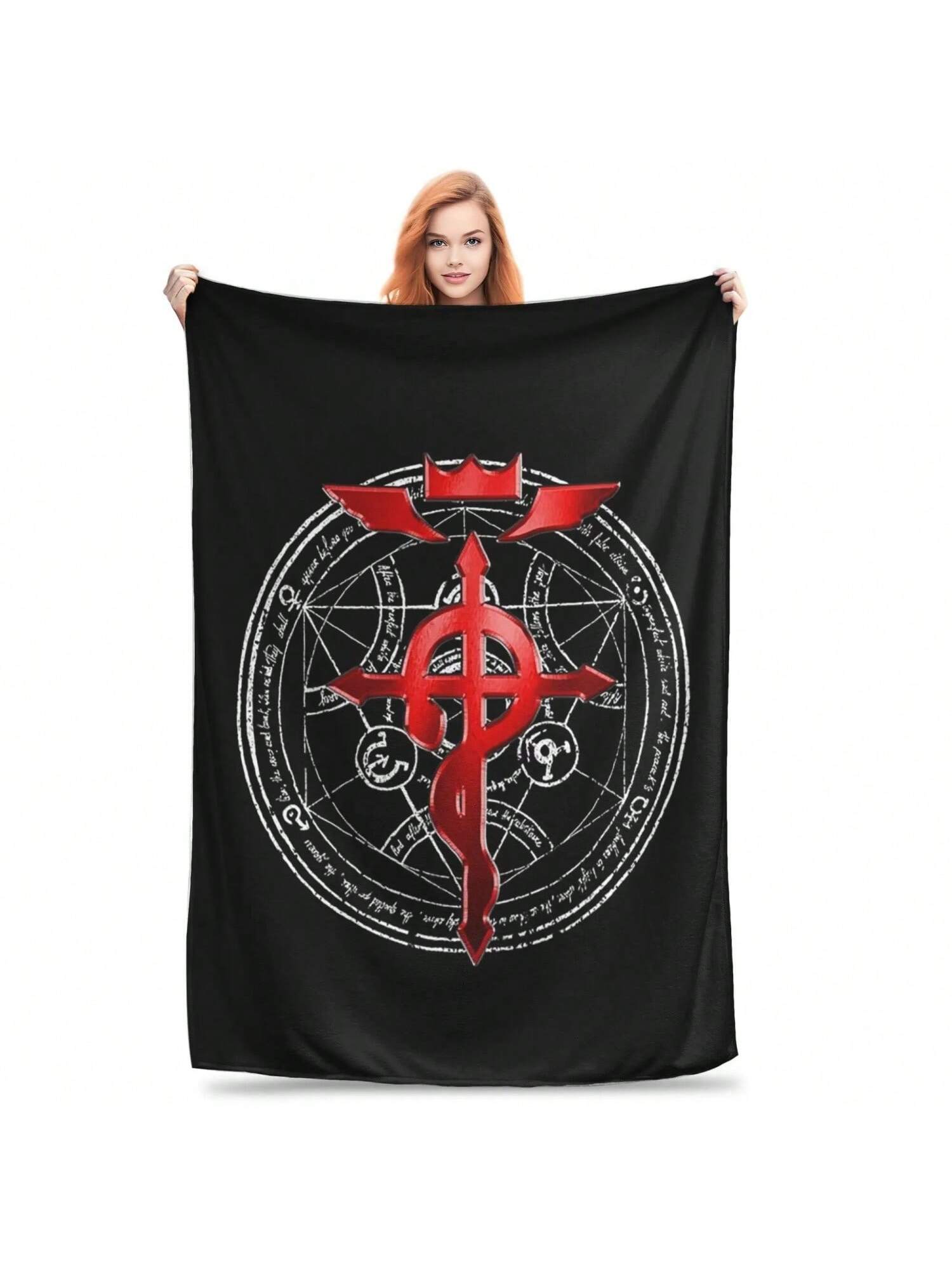 

Fullmetal Alchemist Transmutation Symbol Blankets Soft Warm Flannel Throw Blanket Cover For Bed Living Room Picnic Travel Home 75X95CM сірий колір
