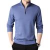 Autumn Sports Long-sleeved T-shirt Half Zipper Stand Collar Casual Young and Middle-aged Solid Color Men's Loose T-shirt Trendy