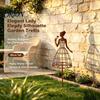 Stylish Metal Garden Art Accents Vintage Lady Trellis Stake, Rustic Silhouette Plant Support for Climbing Graceful Stakes Borders Vines And