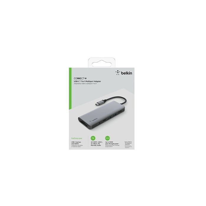 Hub USB-C - Belkin - Station D'accueil 7 Ports - Power Delivery 100 W - HDMI 4K - RJ-45