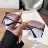 Vintage Frameless Curved Sunglasses With Letter Decor For Summer Outings And Fashion Wear
