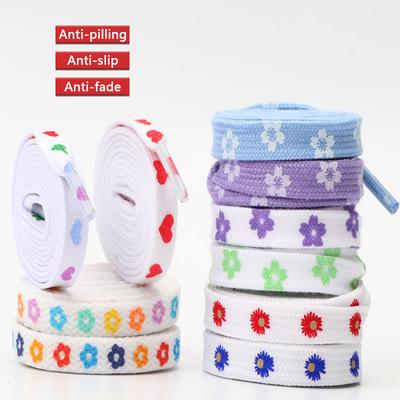 Flache Schnürsenkel für Turnschuhe, Herz-Liebes-Schnürsenkel, Blumen, kleine Gänseblümchen, Sakura-Schnürsenkel, High-Top-Canvas-Schnürsenkel für Schuhe