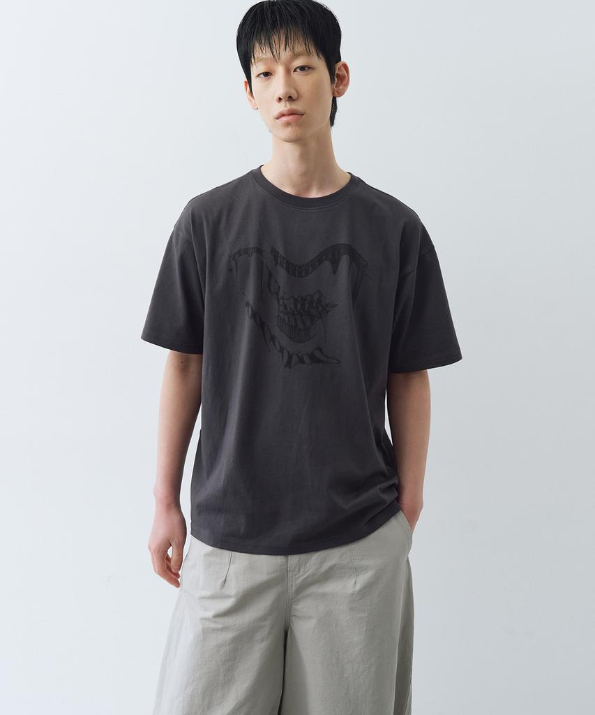 BIG UNION Melting Logo Graphic T-Shirt (Gray)