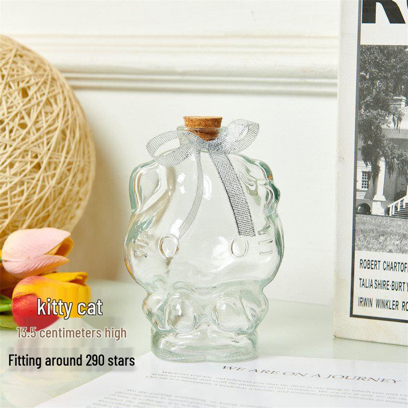 Creative Glass Bottle with Sand, Shells, Lucky Stars, Paper Cranes, and Rainbow Pentagrams