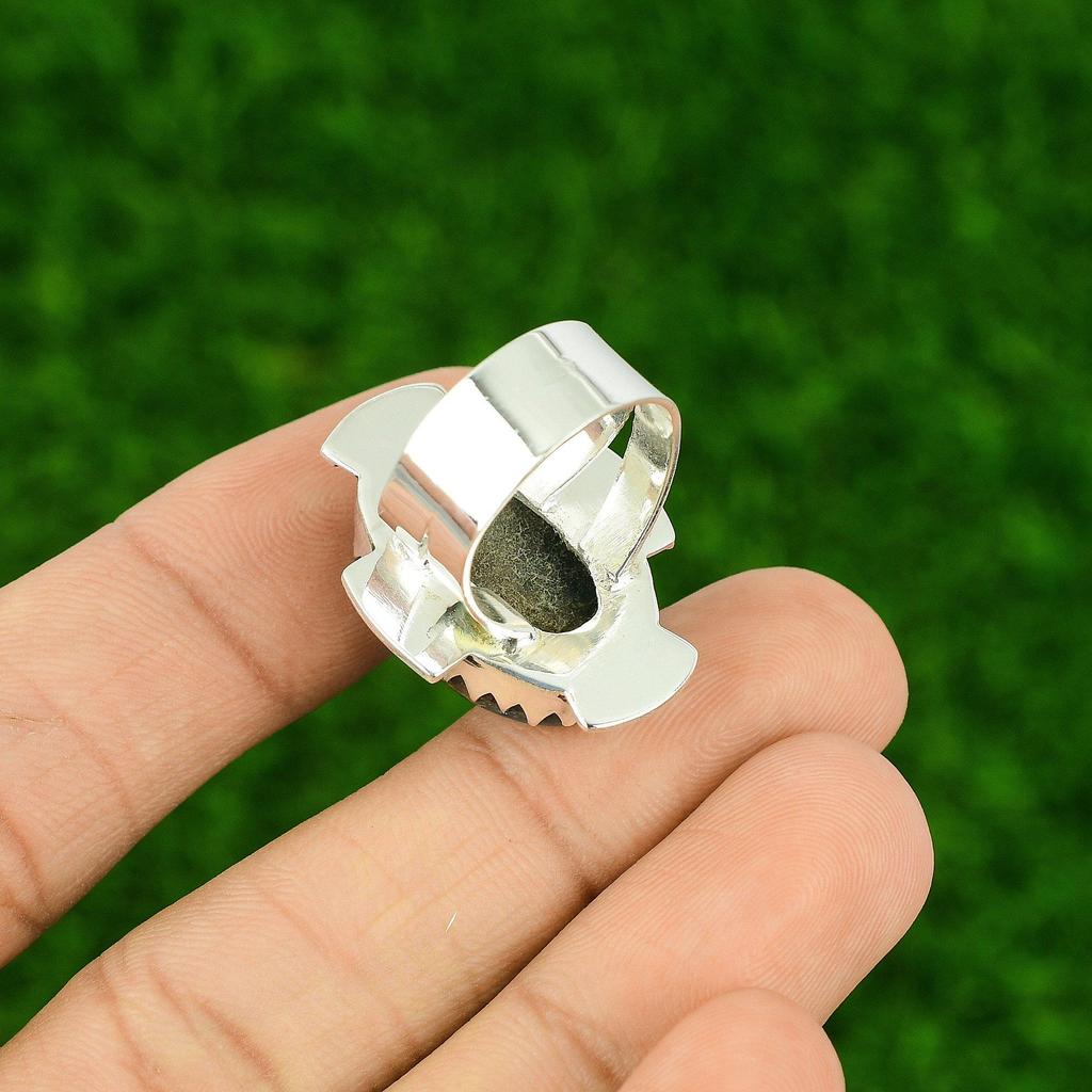 925 Silver Oval Natural Neon Apatite Daughter Stackable Bezel Ring Jewelry US 7