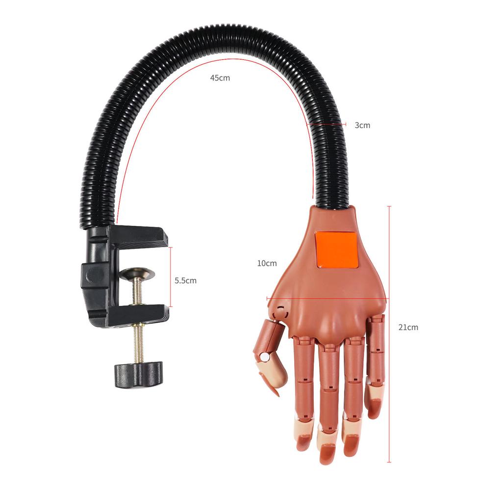 Nailart-Hände, professionelle Übungshände + 100 Stück Nagelspitzen, verstellbares Übungsmodell aus Kunststoff, DIY-Maniküre-Werkzeug, flexibel und weich