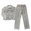 Pantaloncini in denim Corteiz Alcatraz da uomo con stella ricamata, lavaggio vintage, taglio dritto, casual, vita media