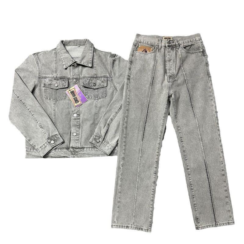 Pantaloncini in denim Corteiz Alcatraz da uomo con stella ricamata, lavaggio vintage, taglio dritto, casual, vita media