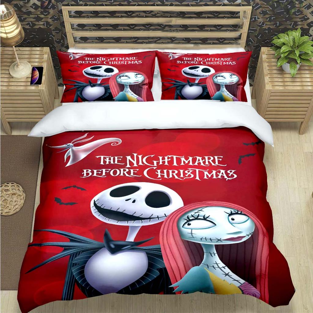 Horror Film The Nightmare Before Christmas Print Bedding Sets Bed Supplies Set Duvet Cover Bed Comforter Set Bedding Set Gift