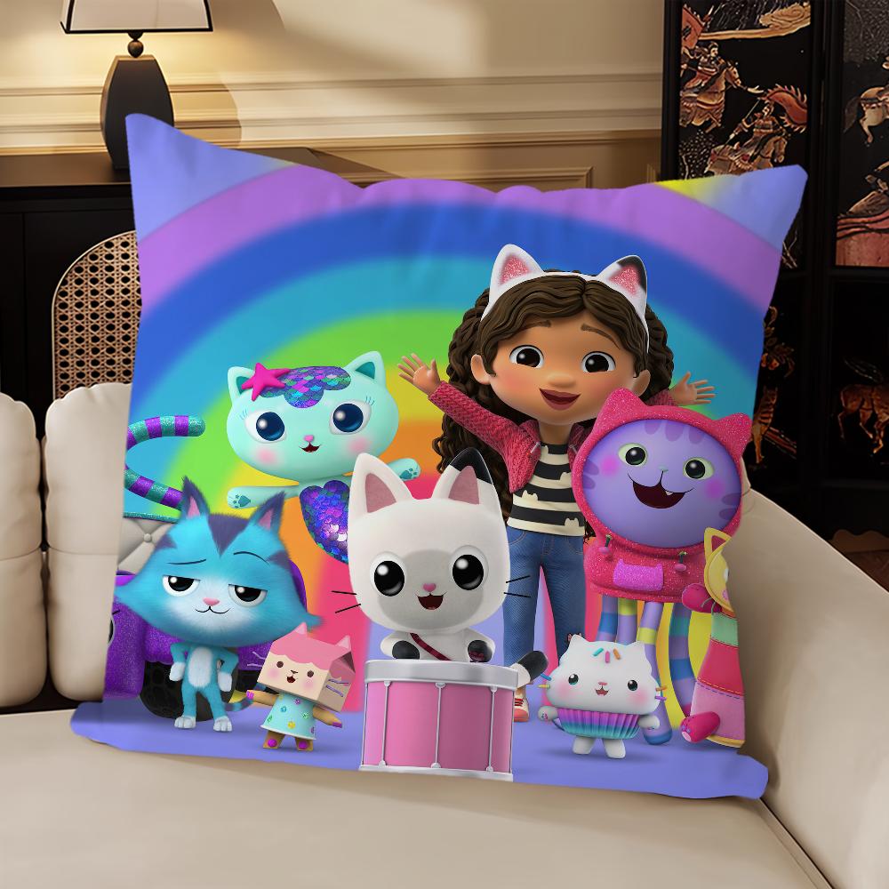 Cartoon G-Gabbys Lovely D-Dollhouse Pillow Case Sofa Living Room Headboard Bedroom Backrest Cushion Square Cushion Nap Time