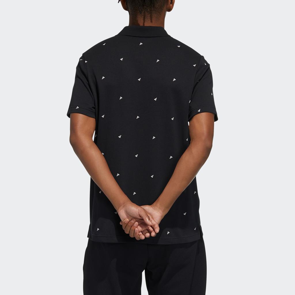 Adidas Aop Logo Print Training Sports Short Sleeve Polo Shirt Men Tops Black GP0994