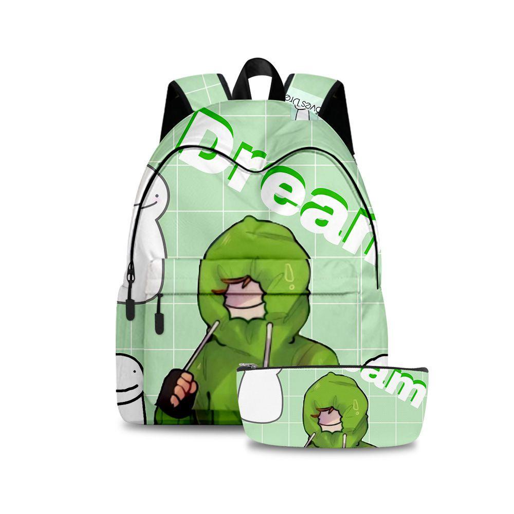 2pcs/set Dreamwastaken Dream Smp 3d Printed Backpack Schoolbag Pencil Bag For Men And Women