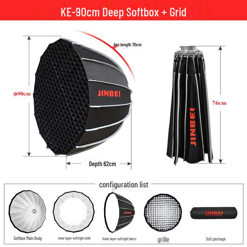 8-Sided Quick-Release 90/120cm Deep Parabolic Softbox for Photography and Video Lighting