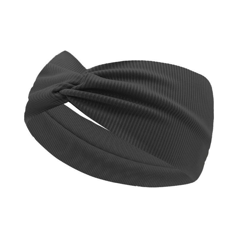 Women s Solid Color Wide-brimmed Ribbed Cross-knit Sports Headband, High Elasticity Headscarf 1pcs чёрный