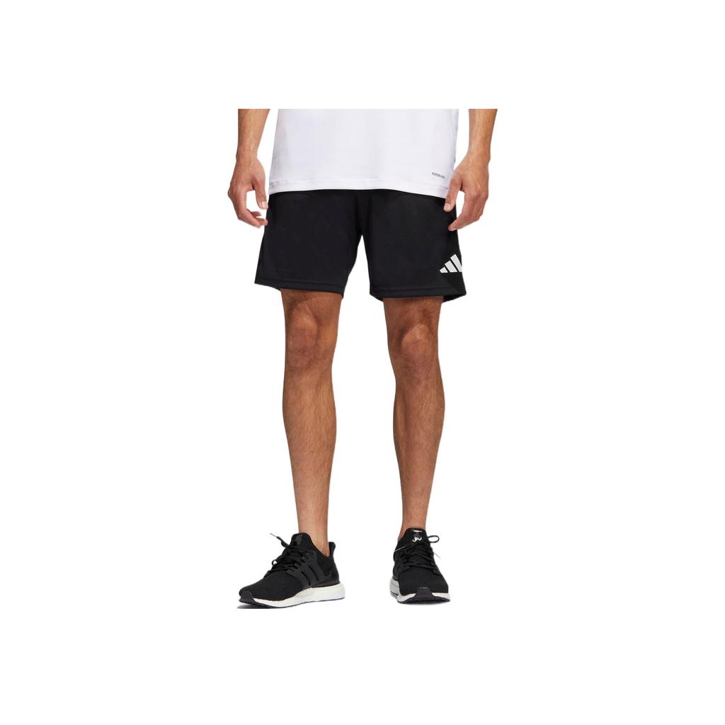 Adidas Logo Print Elastic Waist Straight Leg Sports Shorts Men Shorts Black HL3923