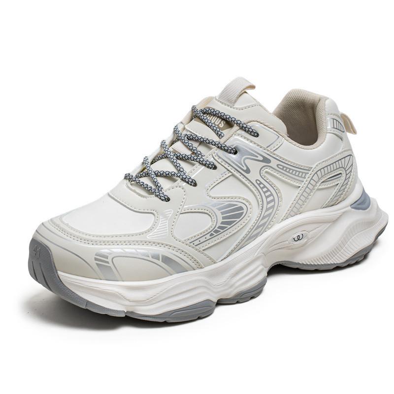 Autumn and winter new men's thick-soled heightening dad shoes, fleece and fleece warm cotton shoes, casual sports live broadcast men's shoes