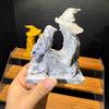 10cm Hand Carved Natural Jade Crystal Witch Statue with Raven for Christmas Decor