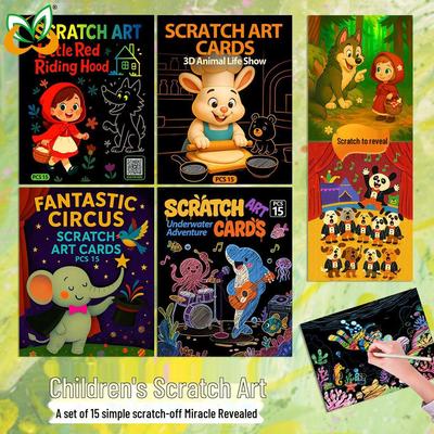 3D Animal & Underwater Adventure Scratch Art Book for Kids