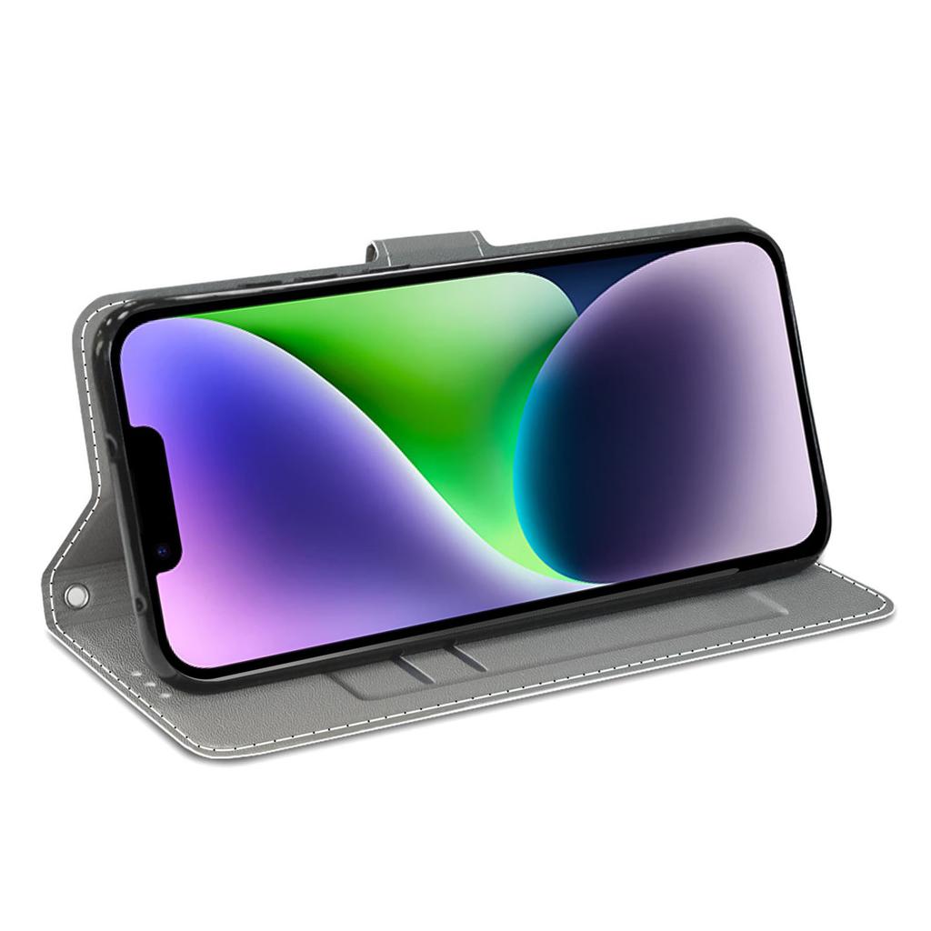 Leather Case for iPhone 14,Pattern Printed Card Holder Stand Phone Cover