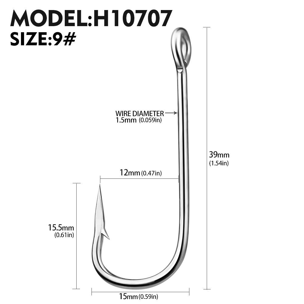 

Одинарный крючок для ловли рыбы на скалах с зазубринами, крючок для морской рыбалки, длинная ручка из высокоуглеродистой стали Luya с отверстием и петлей, 100 шт./упаковка 9# (100 pieces/pack)