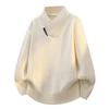 Mens Oversized Knit Sweater Hooded Cardigan Warm Fleece-Lined Casual Winter Pullover Youth