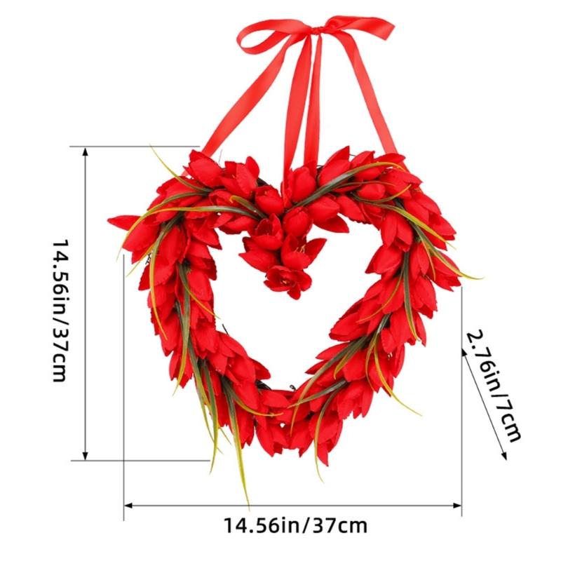 Valentines Day Wreath Pendant Tulips Love Garlands Decoration Proposal Scene Layout Props Valentines Day Garlands Party