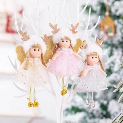 Ornements en peluche pour sapin de Noël Ange à suspendre Décoration murale de porte pour sapin de Noël Ornements pour la maison Poupée ange Jouet