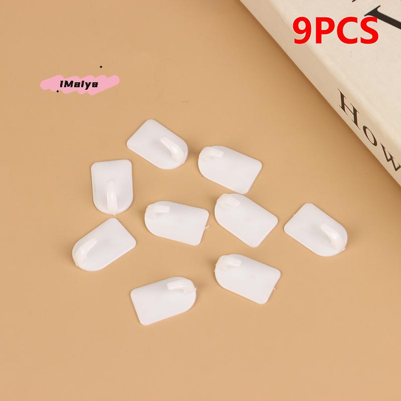 M-9Pcs Mini Small Hooks Multi-purpose Strong Adhesive Hanging Keys Coat Hats Necklace Decorations Small Hooks Household Products