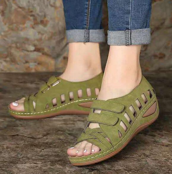 Vintage Wedge Sandals For Women Casual Fashion Velcro Comfy Platform Non -Slip Flat Sole Shoes Vacation Beach Walk Sandalias