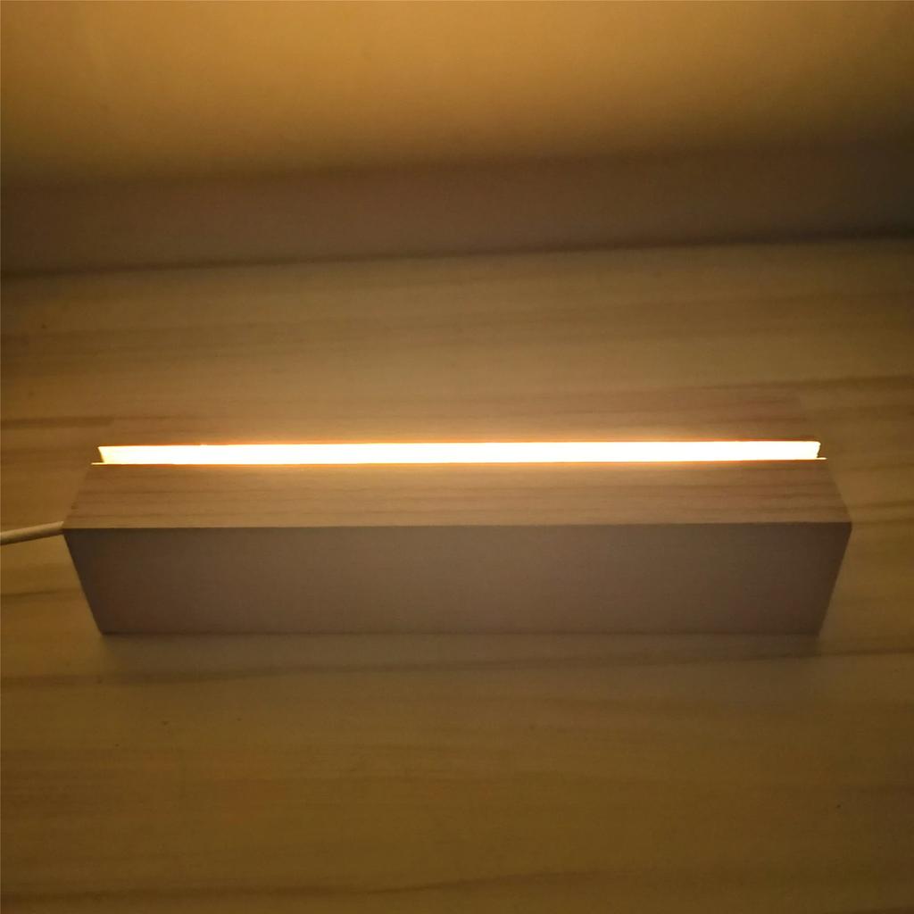 Rectangle Solid Beech Wooden LED Base for Resin Lamp Acrylic Glass Plate Stand Wood Light Display Base DIY USB Night Light Base